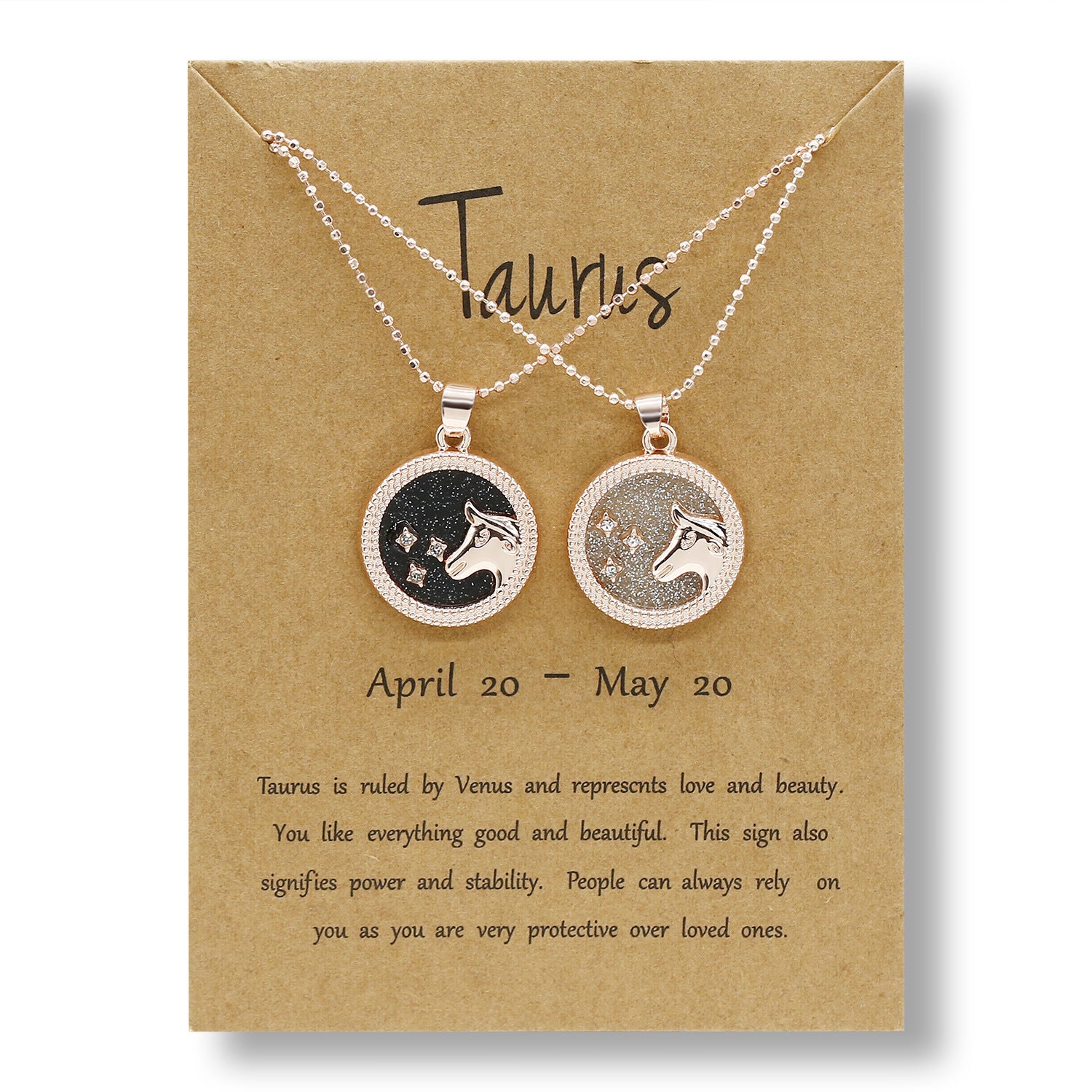 12 Constellation Necklace Creative Gold Day and Night 2 faces Couple Paper Card Necklace Jewelry