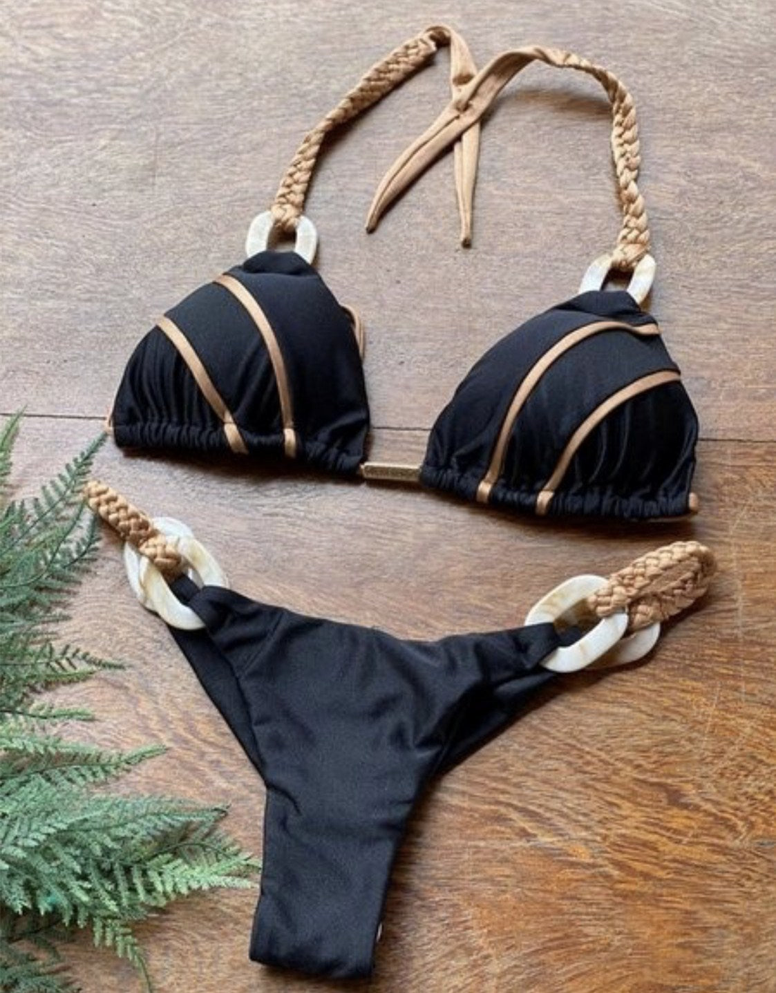 Swimsuit New AliExpress Amazon Solid Color Strap Bikini European and American Sexy Swimwear