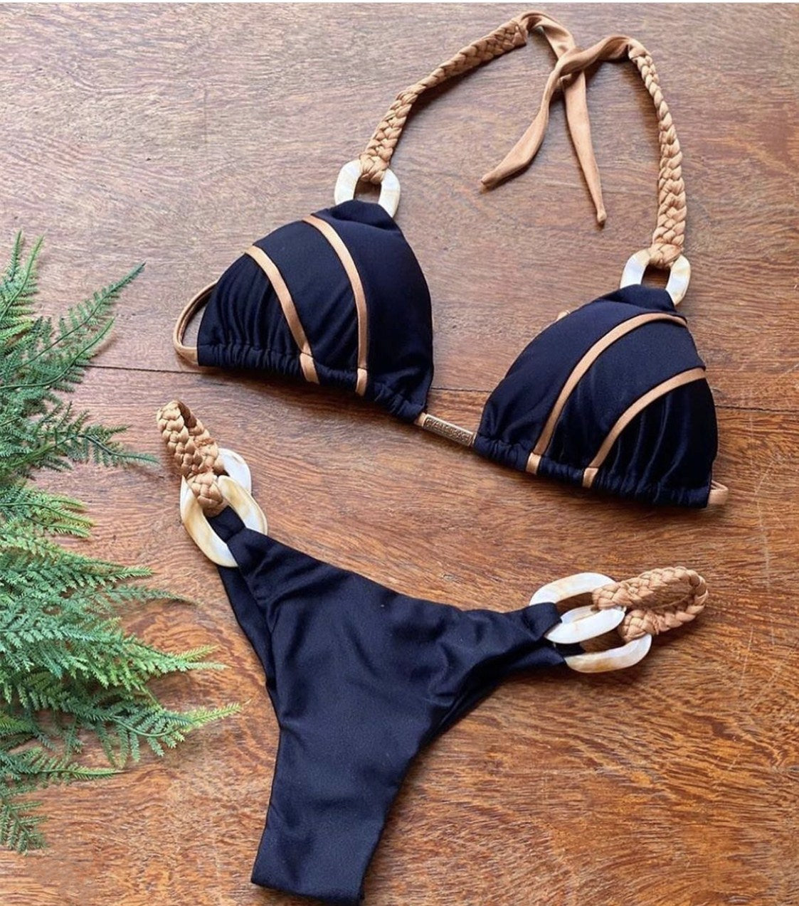 Swimsuit New AliExpress Amazon Solid Color Strap Bikini European and American Sexy Swimwear