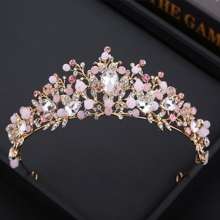 Tiara Rhinestone Bridal crown high-end rhinestone European-style gold handmade crown tiara hair accessories birthday party wedding headband jewelry