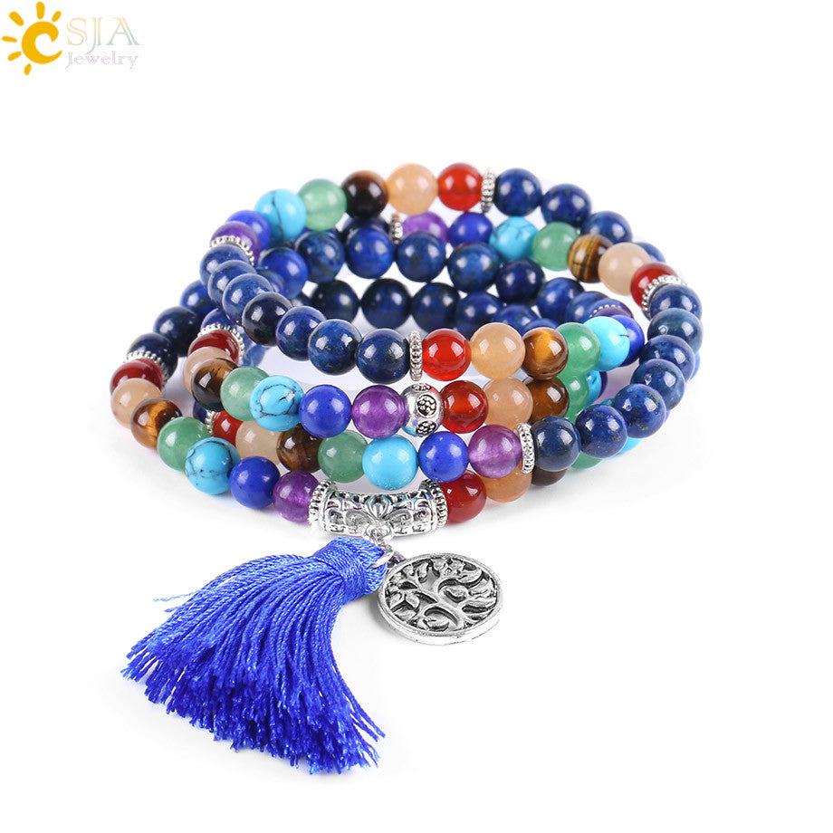 Natural Stone 108 6mm Lapis Lapis Bracelet Ancient Silver Natural Crystal Semi-precious Stone Chakra Jewelry Universal Jewelry CSJA