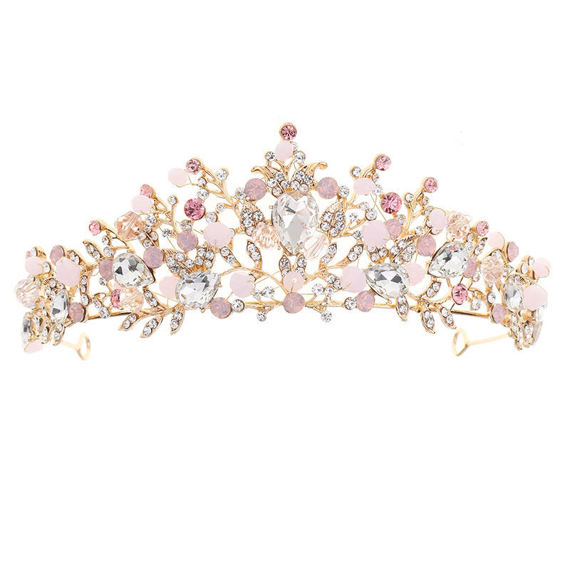 Tiara Rhinestone Bridal crown high-end rhinestone European-style gold handmade crown tiara hair accessories birthday party wedding headband jewelry