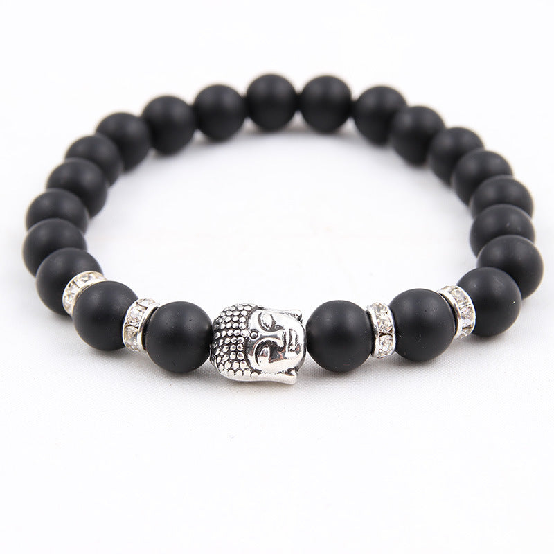 Natural stone volcanic stone Scrubs blue pine stone Buddha head various bracelets round beads bracelet zlf-189
