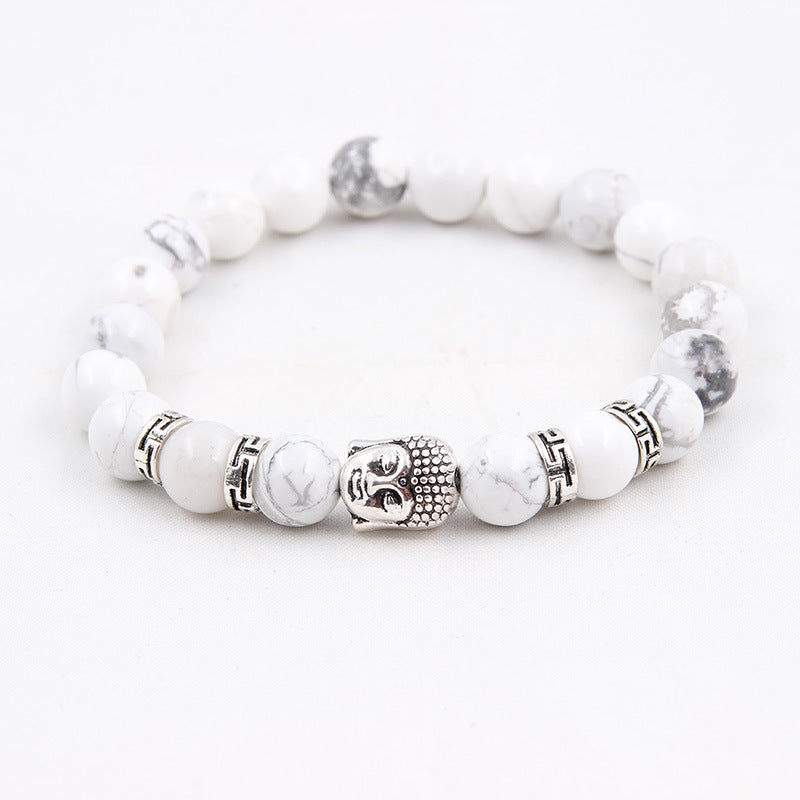 Natural stone volcanic stone Scrubs blue pine stone Buddha head various bracelets round beads bracelet zlf-189