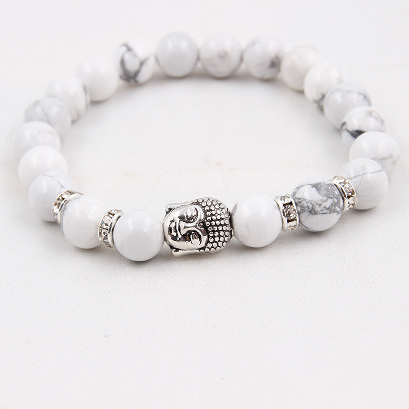 Natural stone volcanic stone Scrubs blue pine stone Buddha head various bracelets round beads bracelet zlf-189