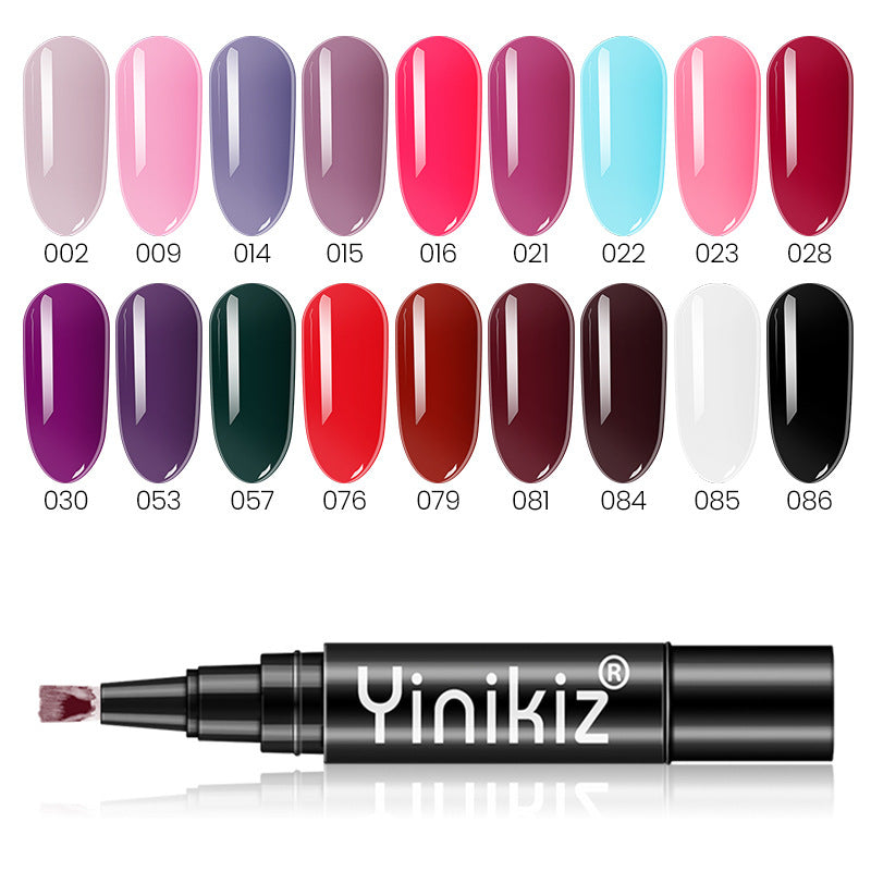 New nail art three-in-one one-step glue solid color nail polish glue UV manicure phototherapy pen primer-free glue
