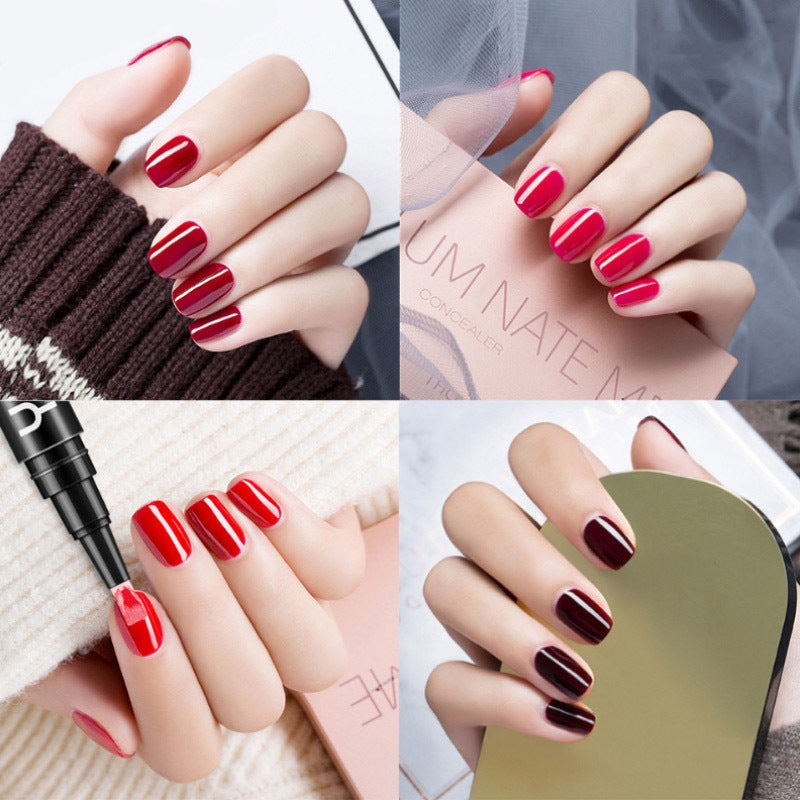 New nail art three-in-one one-step glue solid color nail polish glue UV manicure phototherapy pen primer-free glue