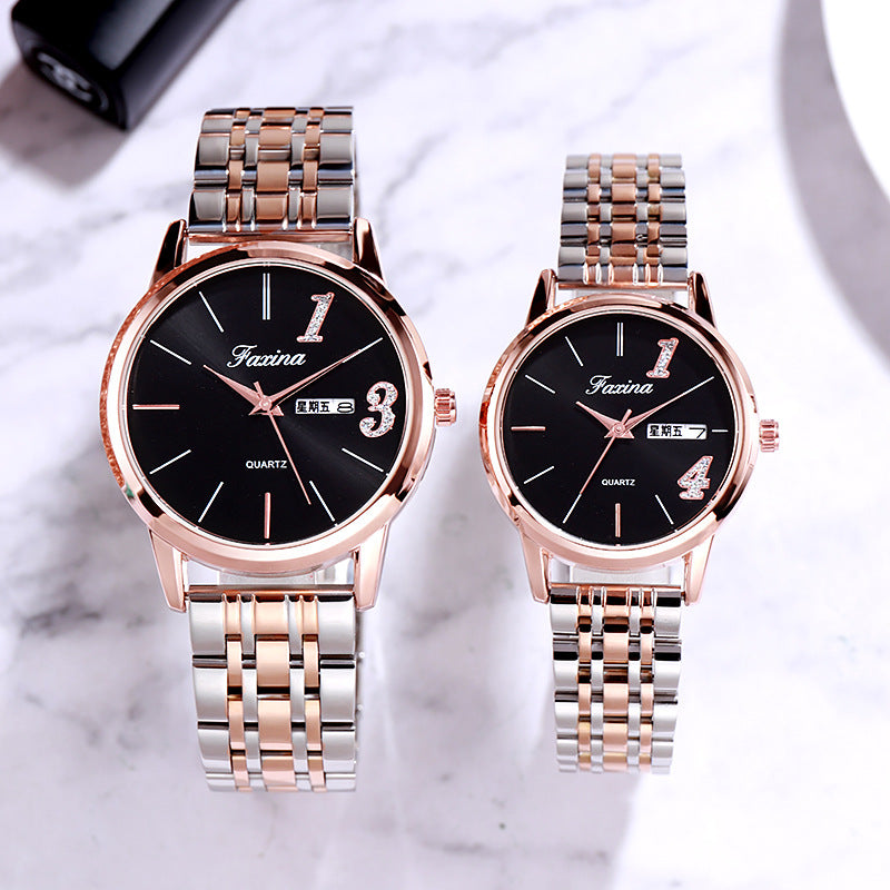 Fasina Lifetime New Couple 1314 Lover's Life Fashionable Waterproof Quartz Watch Steel Band Women's Watch