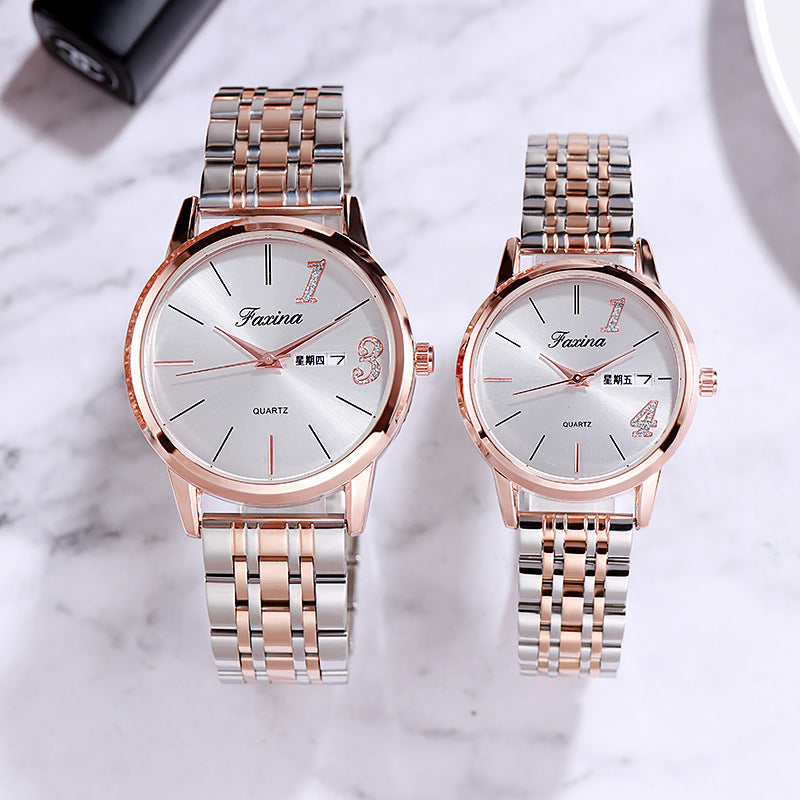 Fasina Lifetime New Couple 1314 Lover's Life Fashionable Waterproof Quartz Watch Steel Band Women's Watch