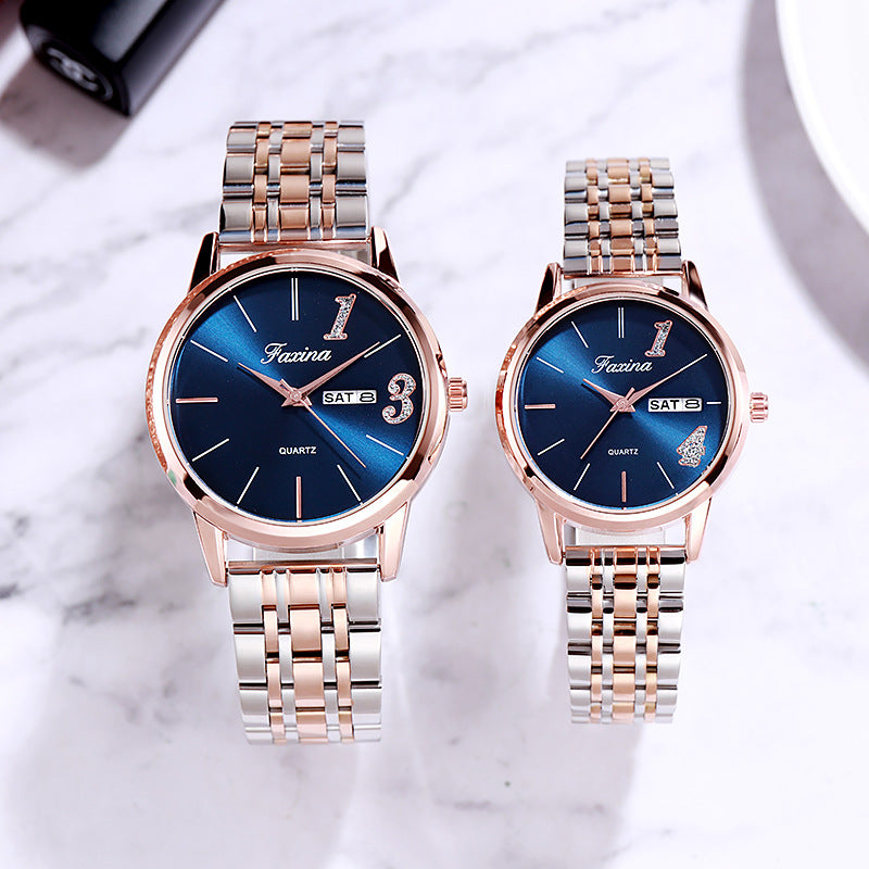 Fasina Lifetime New Couple 1314 Lover's Life Fashionable Waterproof Quartz Watch Steel Band Women's Watch