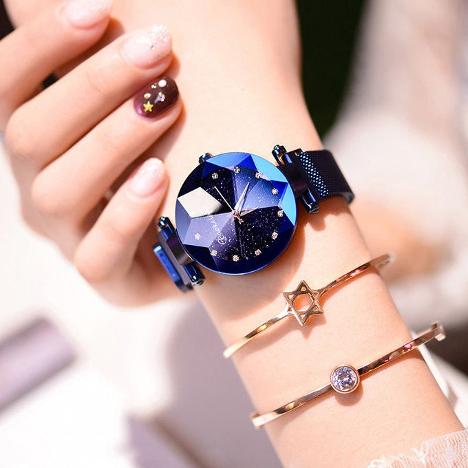 Magnetite Starry Women's Watch Mesh Belt With Diamonds Ladies Trend Quartz Watch Wrist Watch