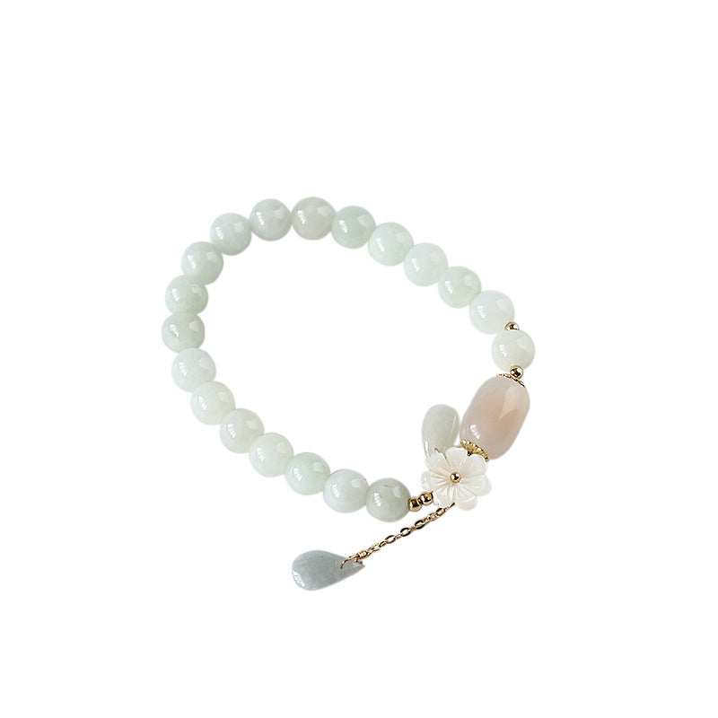 Natural Original design natural jade bracelet 14K gold female model hanging natural shell flower jade water drop bracelet
