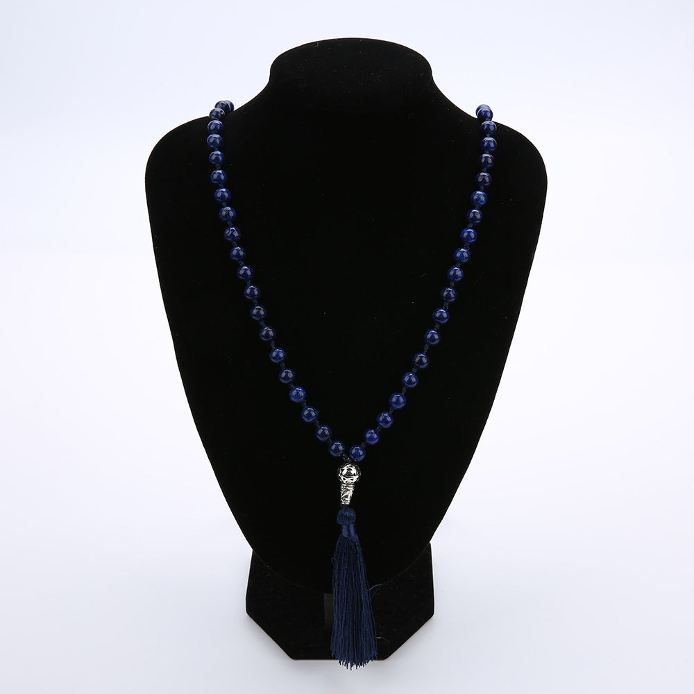 Natural Stone 108 natural stone beaded necklace hand knotted meditation yoga necklace