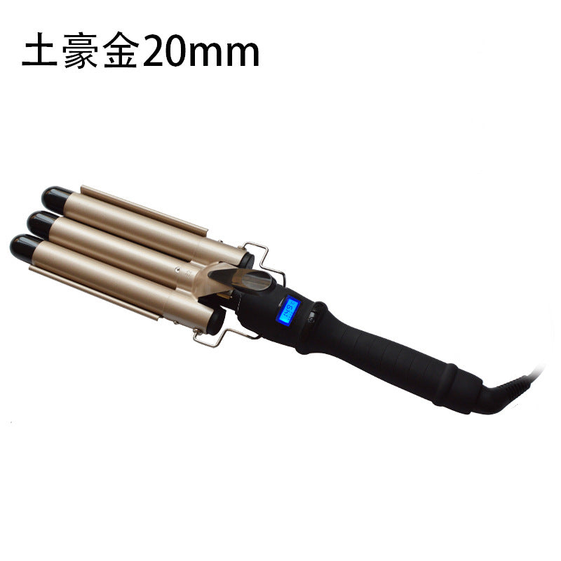 LCD curling irons, true temperature regulating three-bar curling iron, LCD temperature control, water ripple curling irons, hairdressing tools