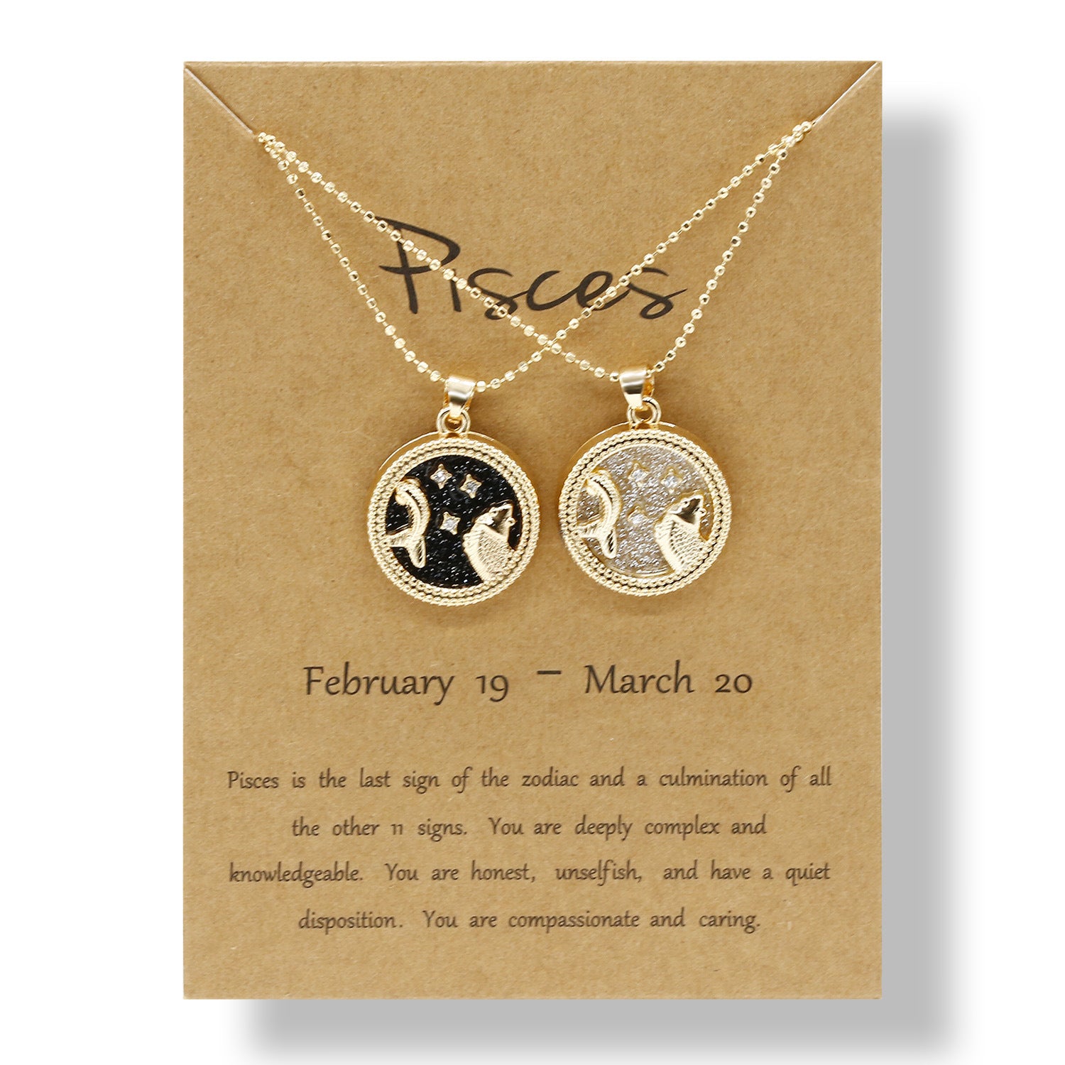 12 Constellation Necklace Creative Gold Day and Night 2 faces Couple Paper Card Necklace Jewelry