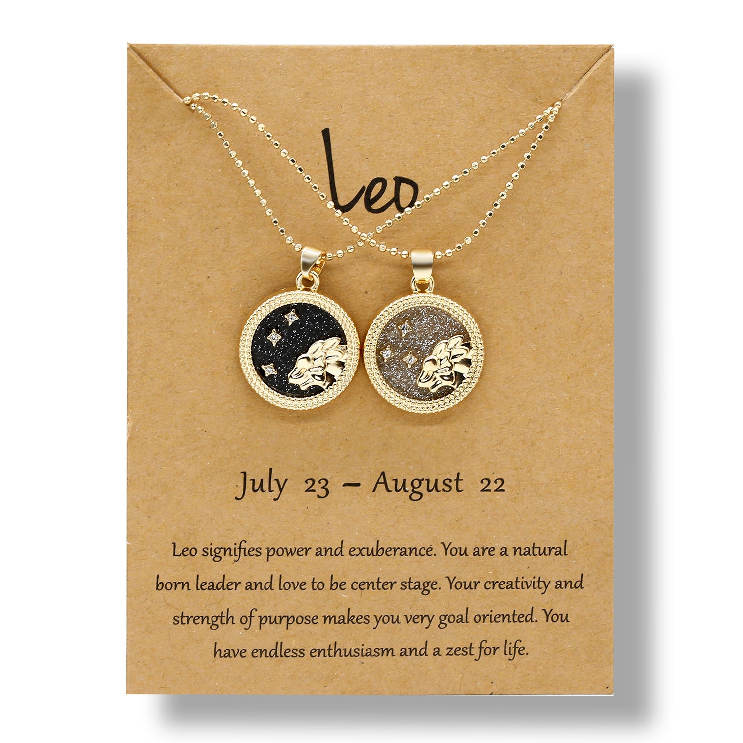 12 Constellation Necklace Creative Gold Day and Night 2 faces Couple Paper Card Necklace Jewelry