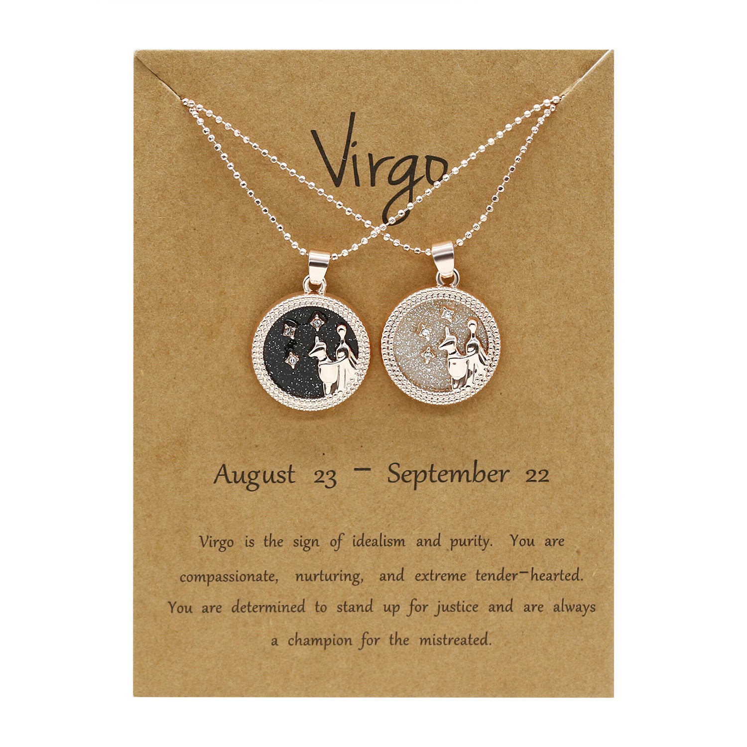 12 Constellation Necklace Creative Gold Day and Night 2 faces Couple Paper Card Necklace Jewelry