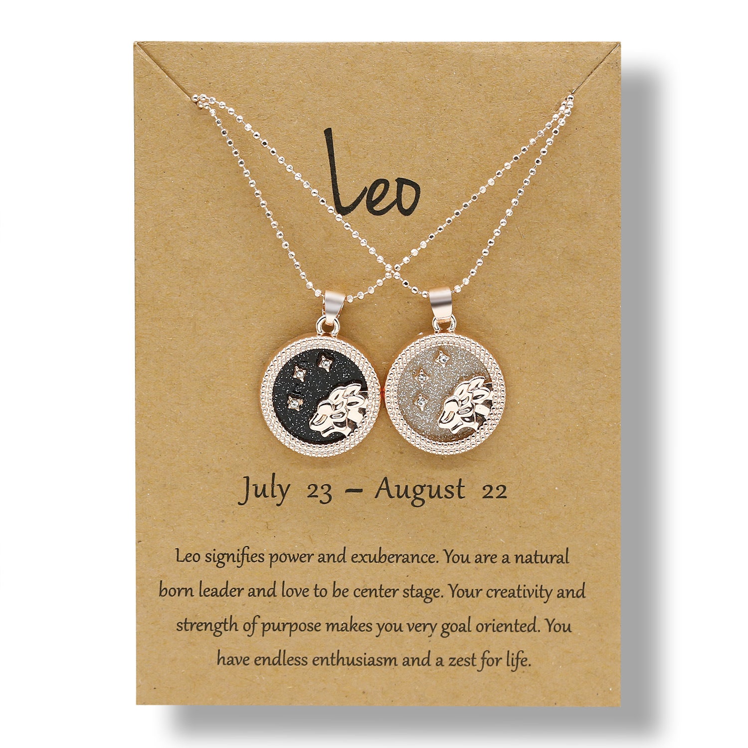 12 Constellation Necklace Creative Gold Day and Night 2 faces Couple Paper Card Necklace Jewelry