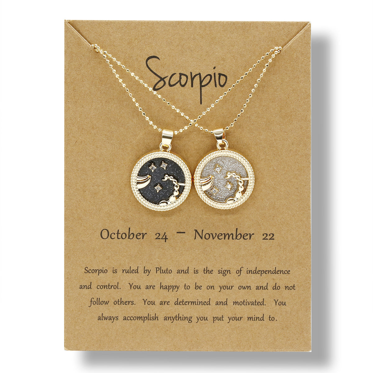 12 Constellation Necklace Creative Gold Day and Night 2 faces Couple Paper Card Necklace Jewelry