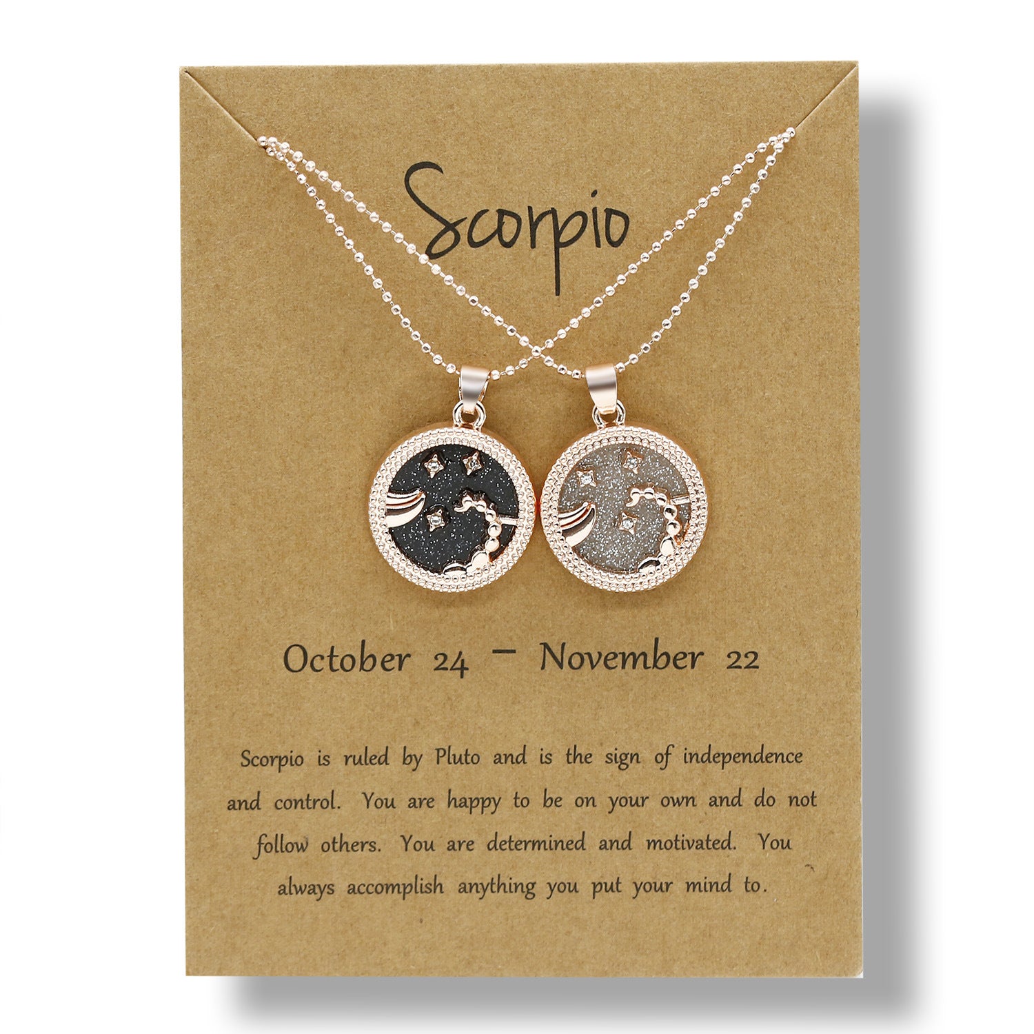12 Constellation Necklace Creative Gold Day and Night 2 faces Couple Paper Card Necklace Jewelry