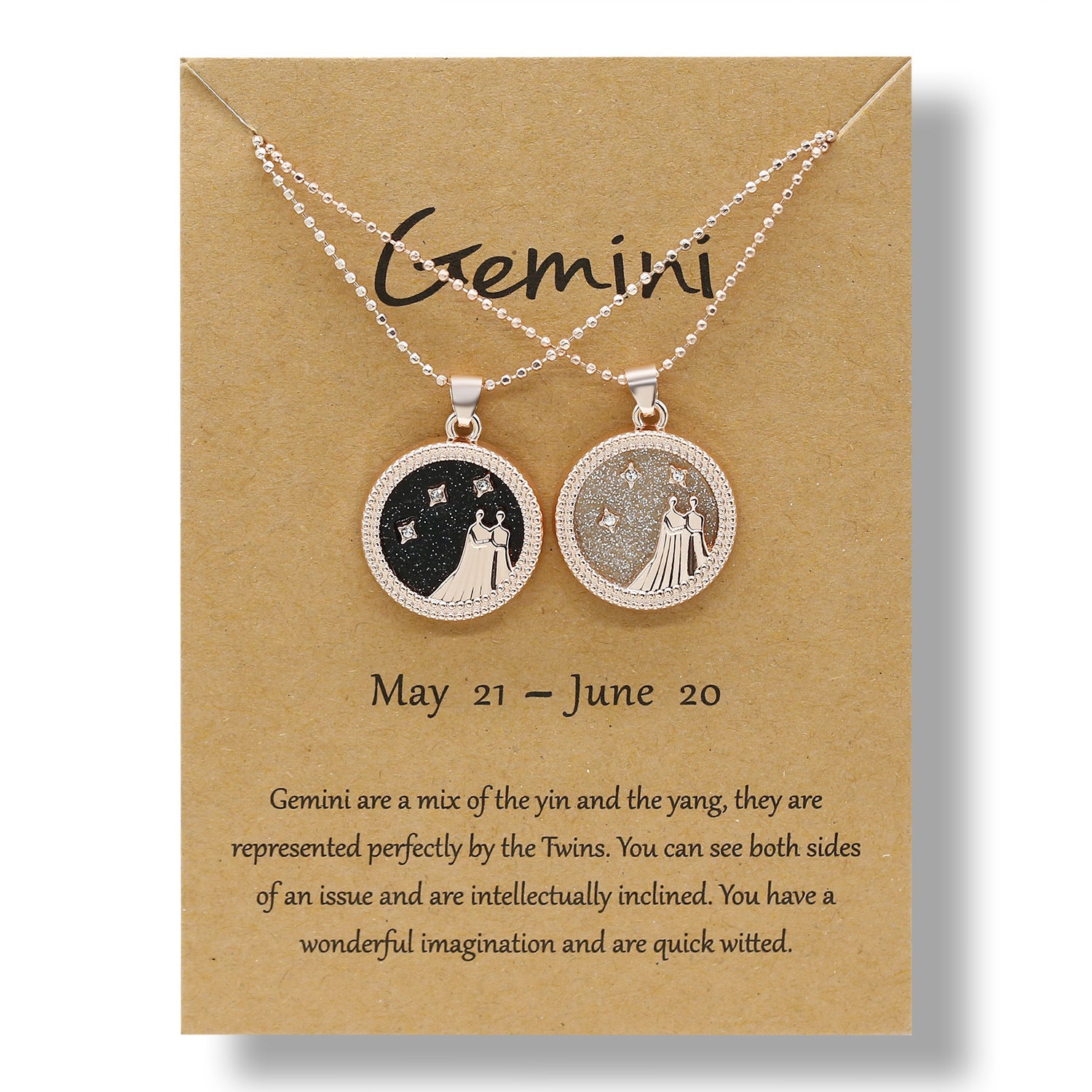 12 Constellation Necklace Creative Gold Day and Night 2 faces Couple Paper Card Necklace Jewelry