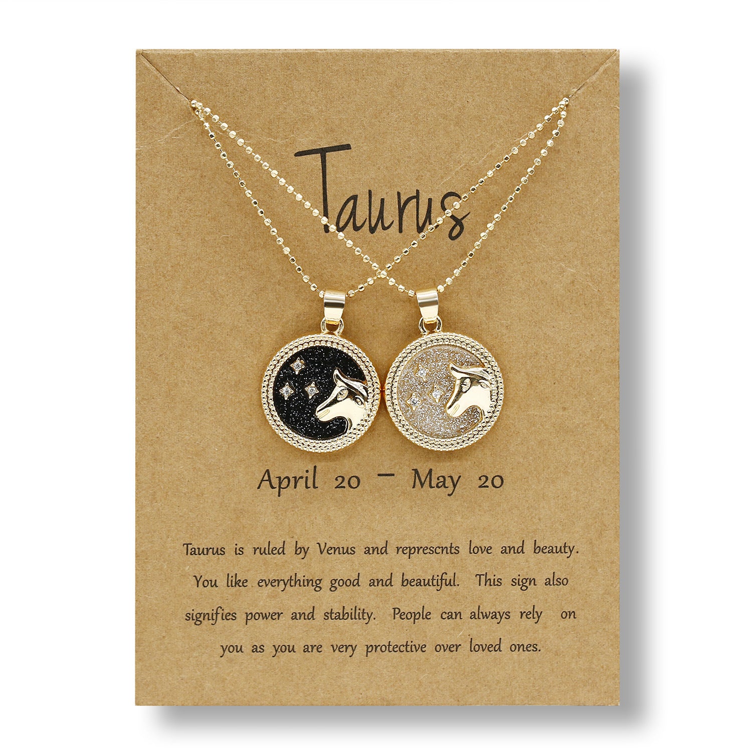12 Constellation Necklace Creative Gold Day and Night 2 faces Couple Paper Card Necklace Jewelry