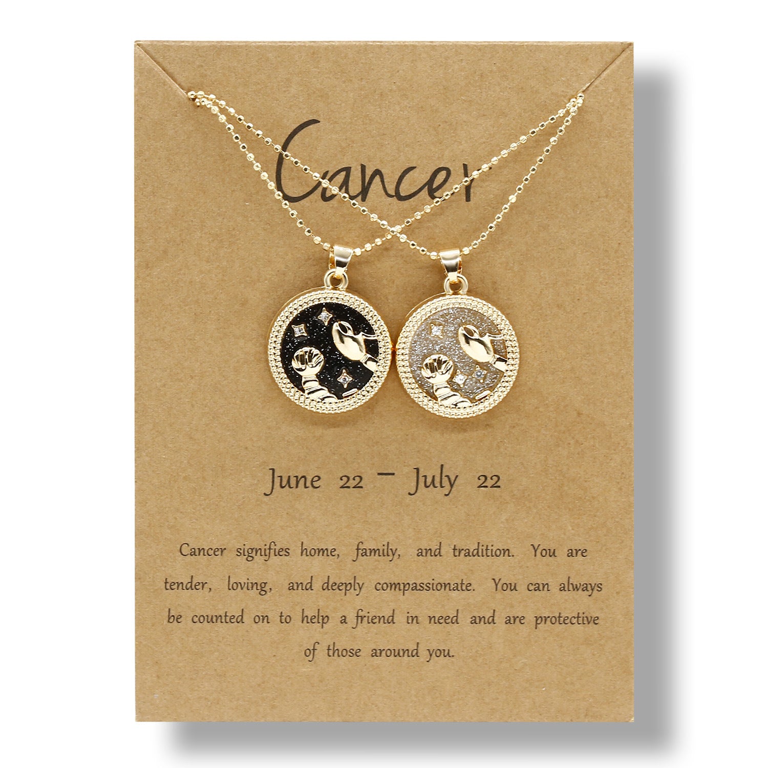 12 Constellation Necklace Creative Gold Day and Night 2 faces Couple Paper Card Necklace Jewelry