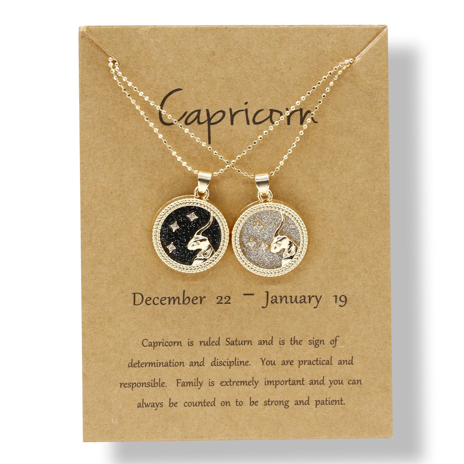 12 Constellation Necklace Creative Gold Day and Night 2 faces Couple Paper Card Necklace Jewelry