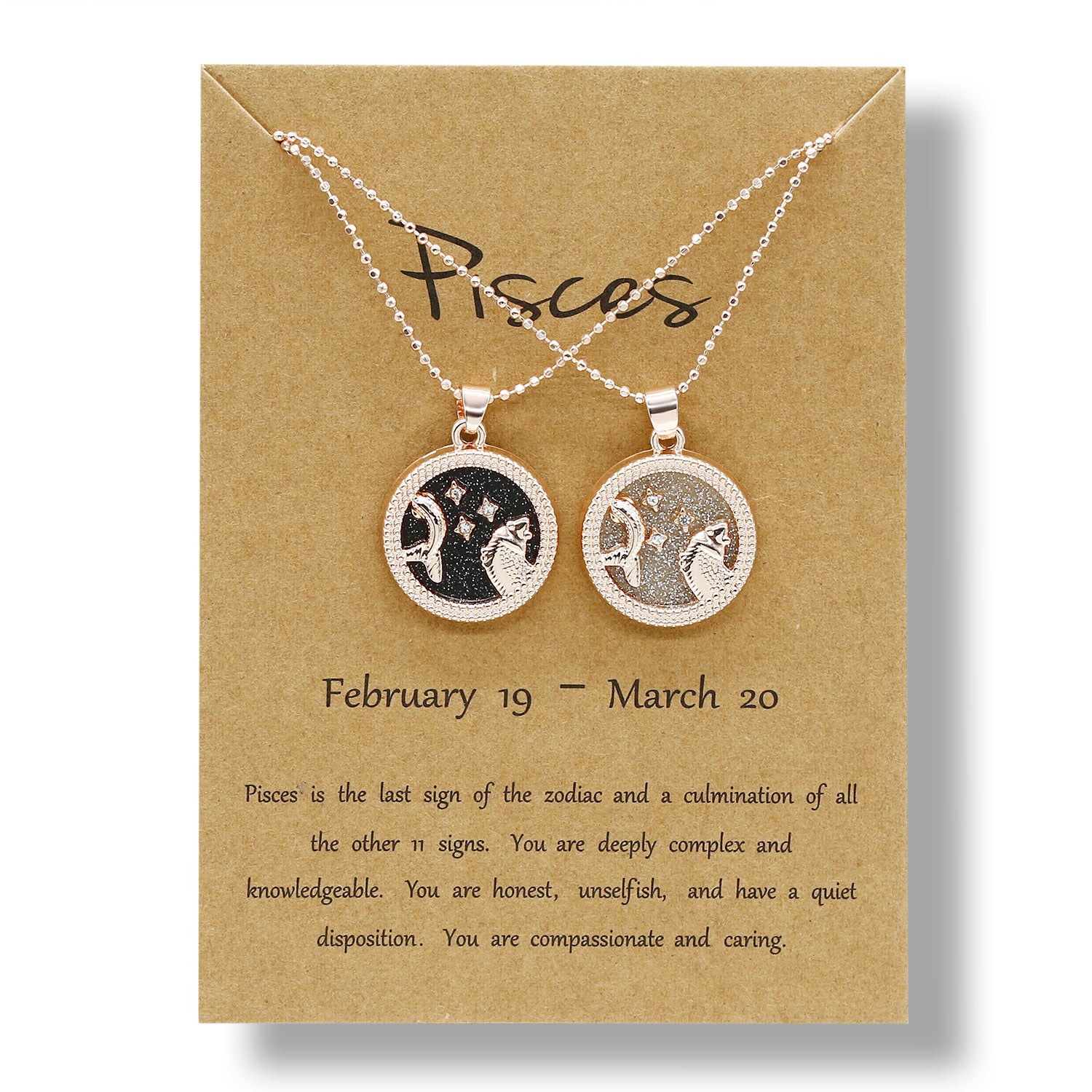 12 Constellation Necklace Creative Gold Day and Night 2 faces Couple Paper Card Necklace Jewelry