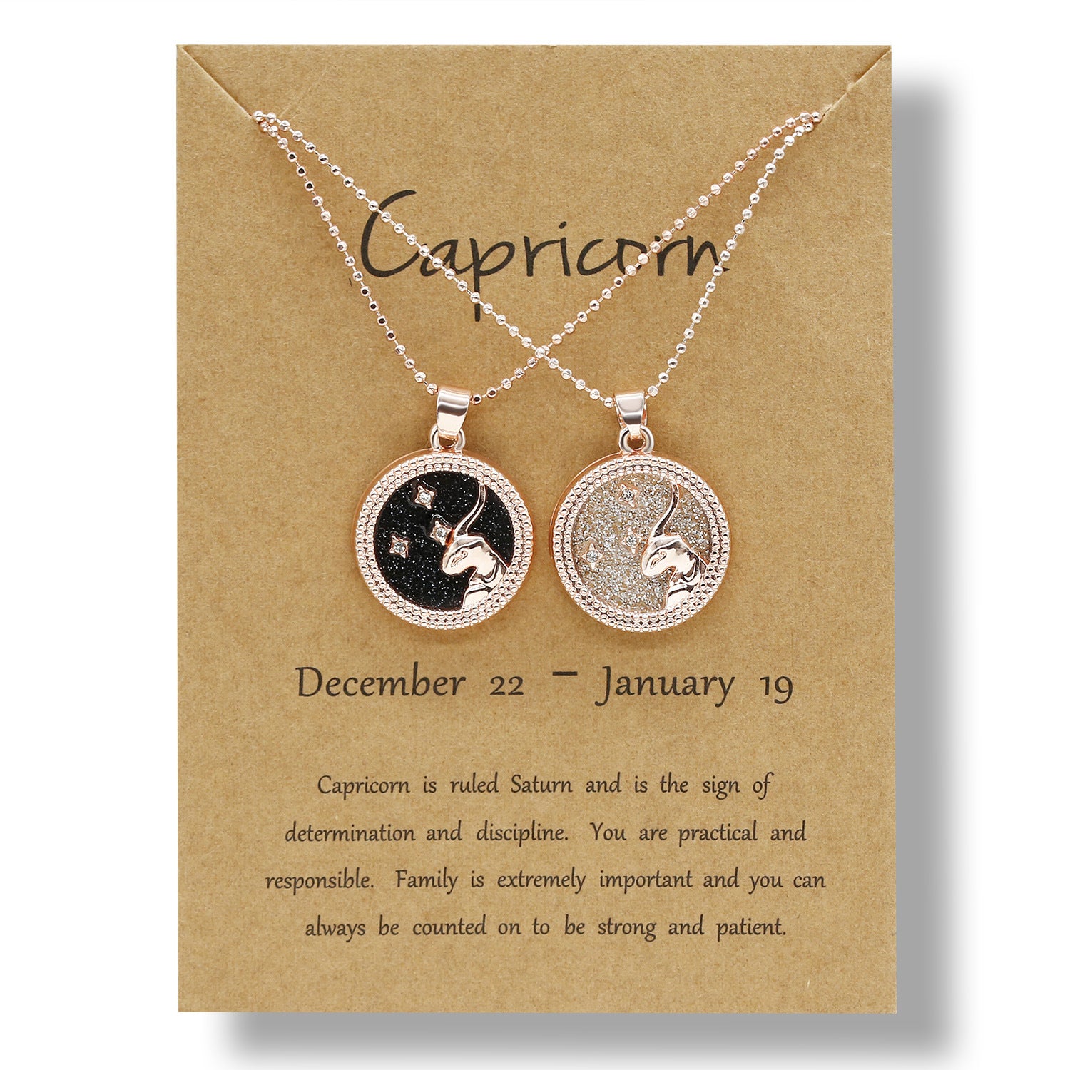 12 Constellation Necklace Creative Gold Day and Night 2 faces Couple Paper Card Necklace Jewelry