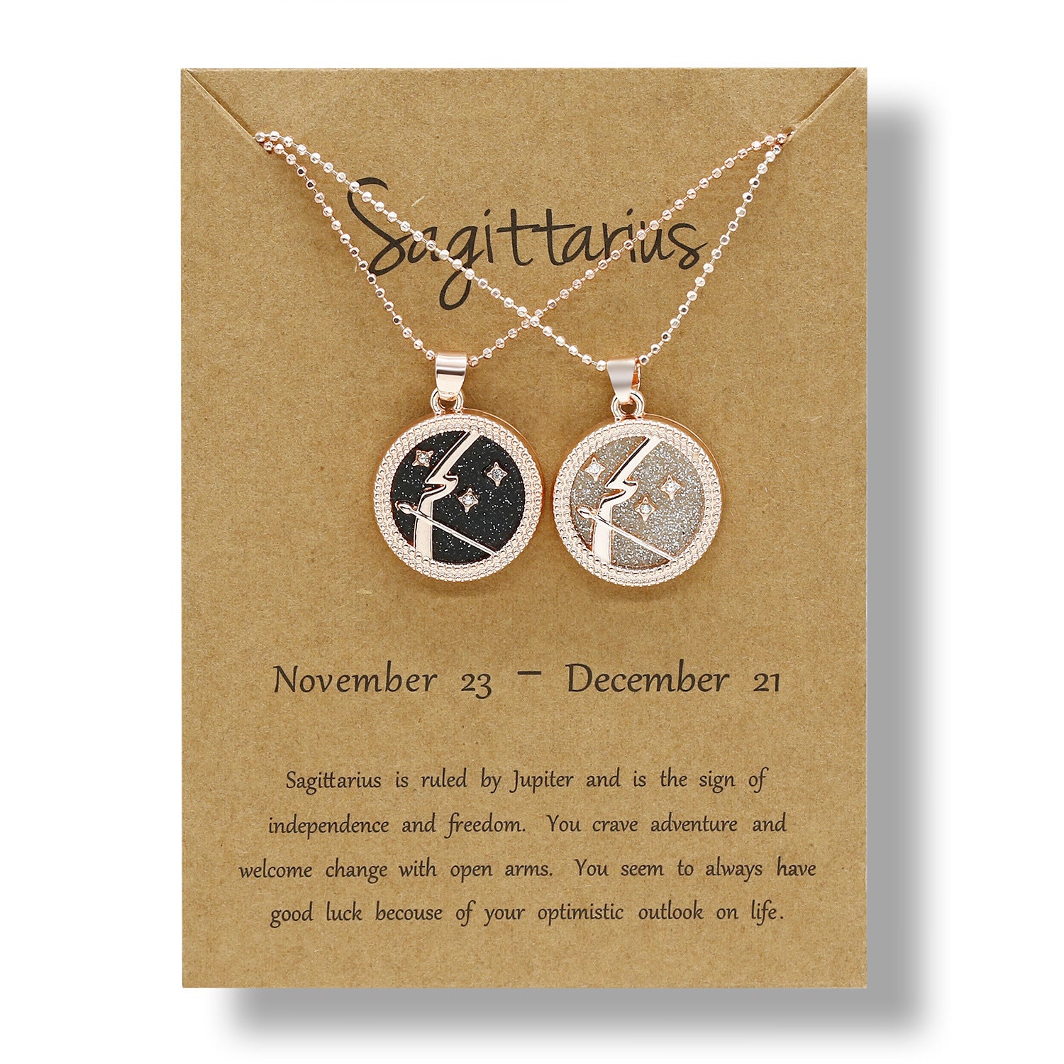 12 Constellation Necklace Creative Gold Day and Night 2 faces Couple Paper Card Necklace Jewelry