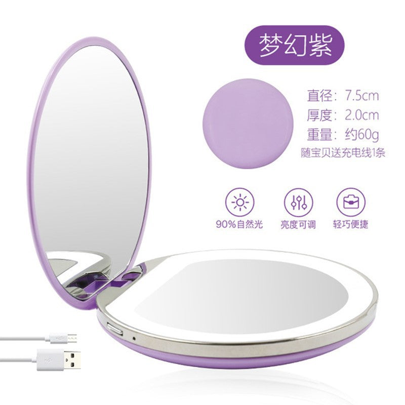 LED makeup mirror luminous charging donut mirror round handheld portable makeup mirror led