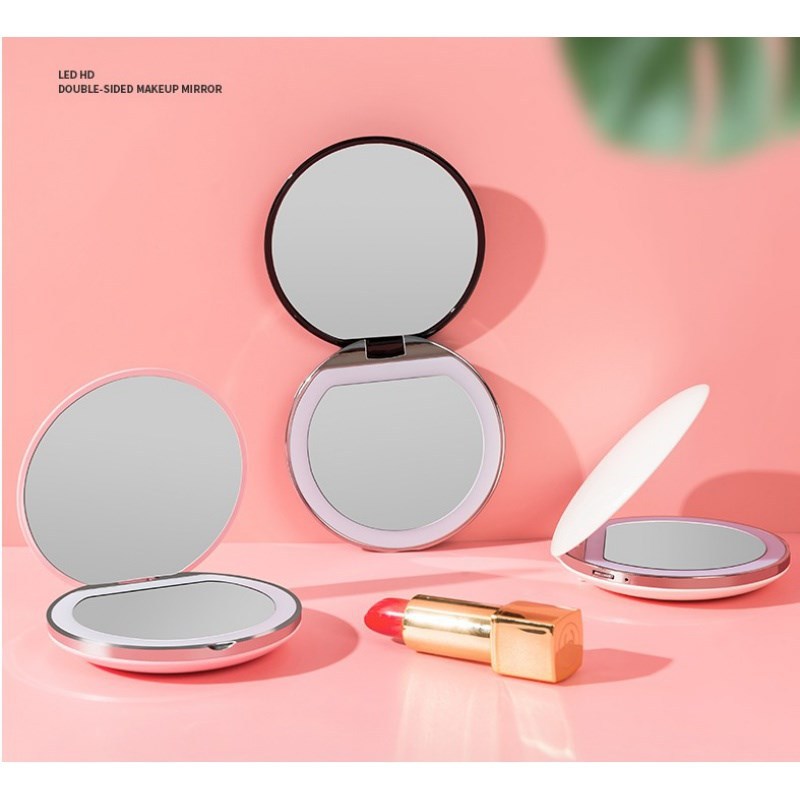 LED makeup mirror luminous charging donut mirror round handheld portable makeup mirror led