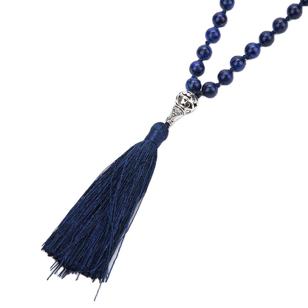 Natural Stone 108 natural stone beaded necklace hand knotted meditation yoga necklace