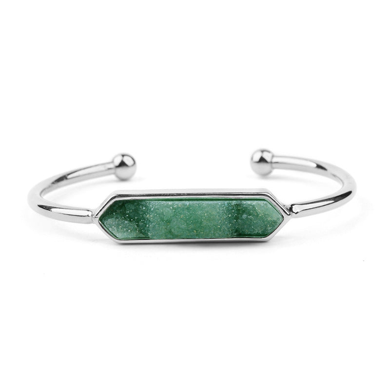 Natural Stone explosion models Metal copper open bracelet ladies gold silver rose gold gun black natural stone Druzy bracelet