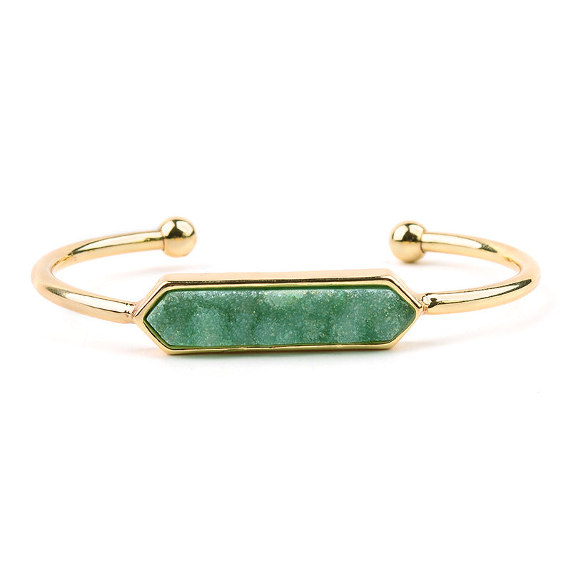 Natural Stone explosion models Metal copper open bracelet ladies gold silver rose gold gun black natural stone Druzy bracelet
