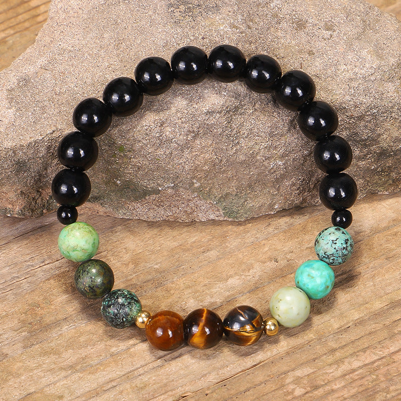 Natural Stone new 108 natural stone necklace bracelet set tiger eye stone African turquoise yoga tassel necklace