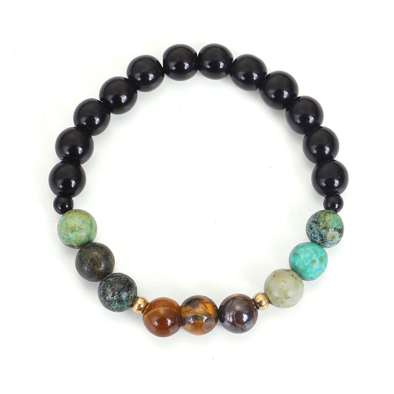Natural Stone new 108 natural stone necklace bracelet set tiger eye stone African turquoise yoga tassel necklace