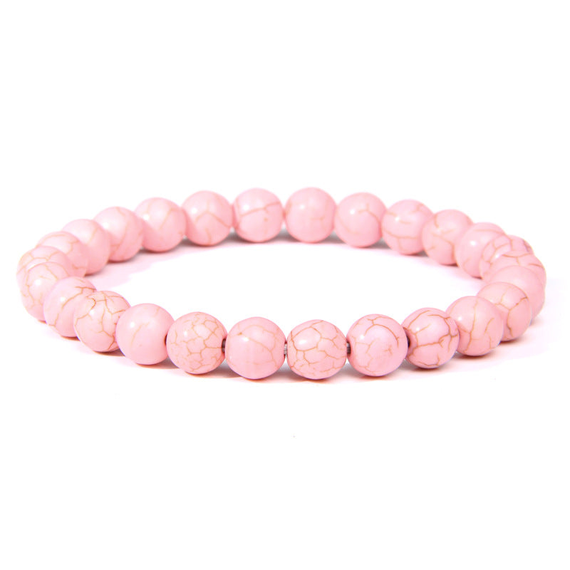 Natural Stone explosion models 8mm natural stone bead bracelet male white turquoise elastic bracelet
