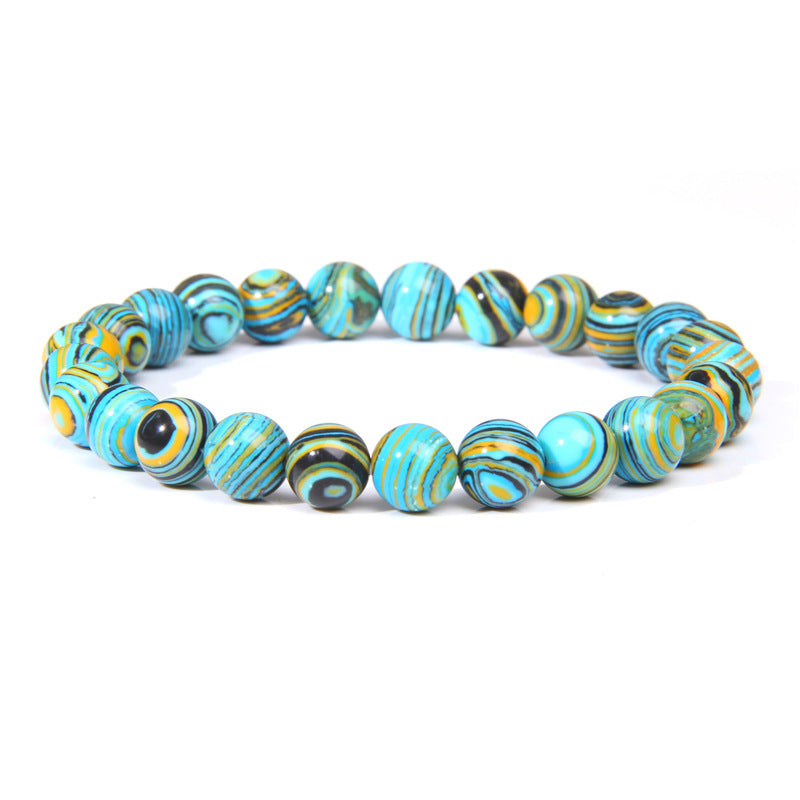 Natural Stone explosion models 8mm natural stone bead bracelet male white turquoise elastic bracelet