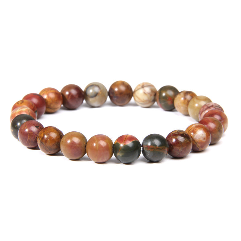 Natural Stone explosion models 8mm natural stone bead bracelet male white turquoise elastic bracelet