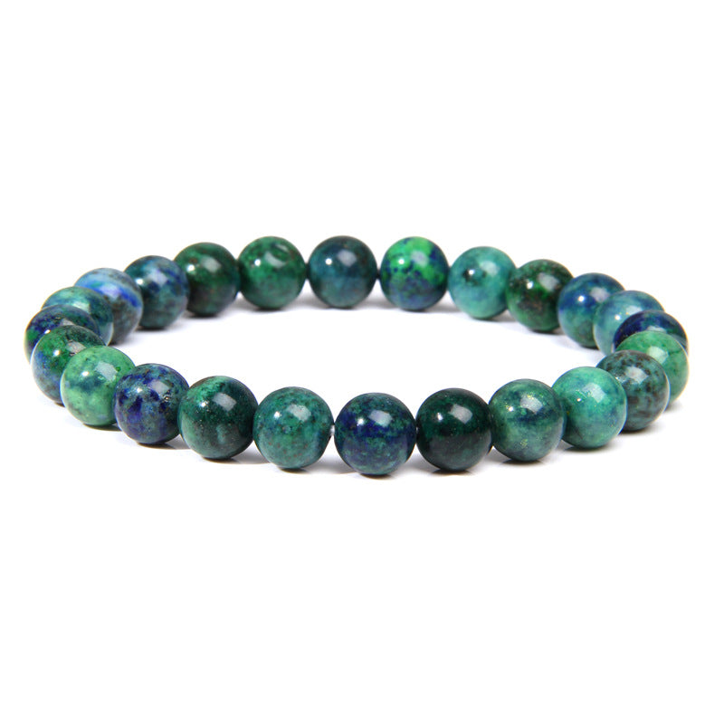 Natural Stone explosion models 8mm natural stone bead bracelet male white turquoise elastic bracelet