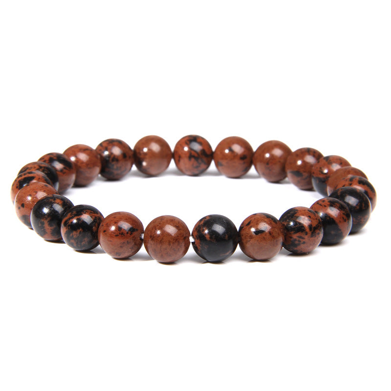 Natural Stone explosion models 8mm natural stone bead bracelet male white turquoise elastic bracelet