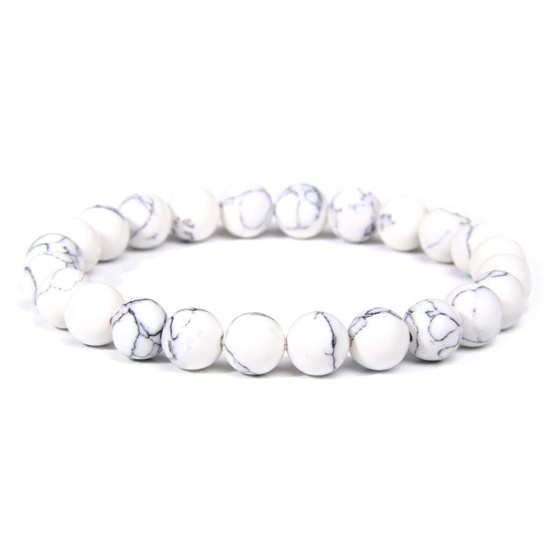 Natural Stone explosion models 8mm natural stone bead bracelet male white turquoise elastic bracelet