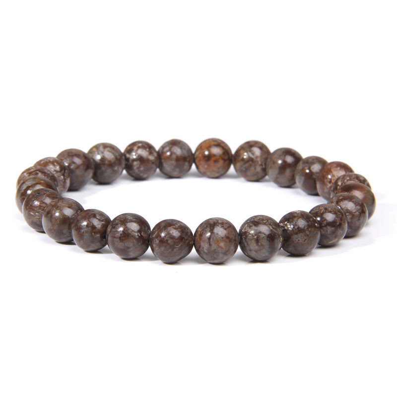 Natural Stone explosion models 8mm natural stone bead bracelet male white turquoise elastic bracelet