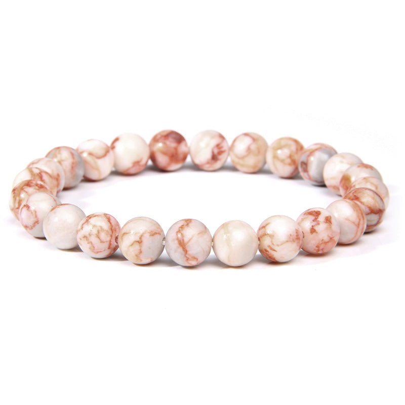 Natural Stone explosion models 8mm natural stone bead bracelet male white turquoise elastic bracelet