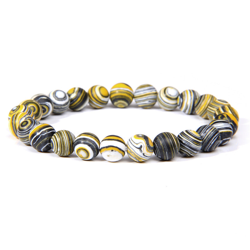 Natural Stone explosion models 8mm natural stone bead bracelet male white turquoise elastic bracelet