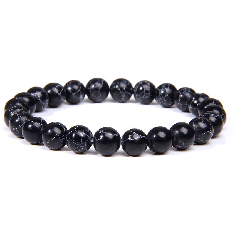 Natural Stone explosion models 8mm natural stone bead bracelet male white turquoise elastic bracelet