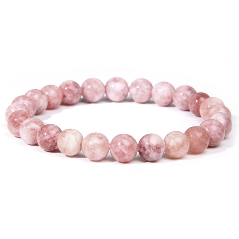 Natural Stone explosion models 8mm natural stone bead bracelet male white turquoise elastic bracelet