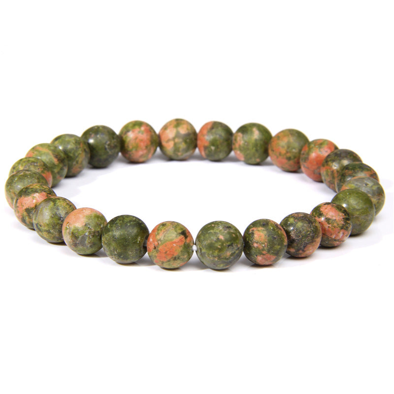 Natural Stone explosion models 8mm natural stone bead bracelet male white turquoise elastic bracelet